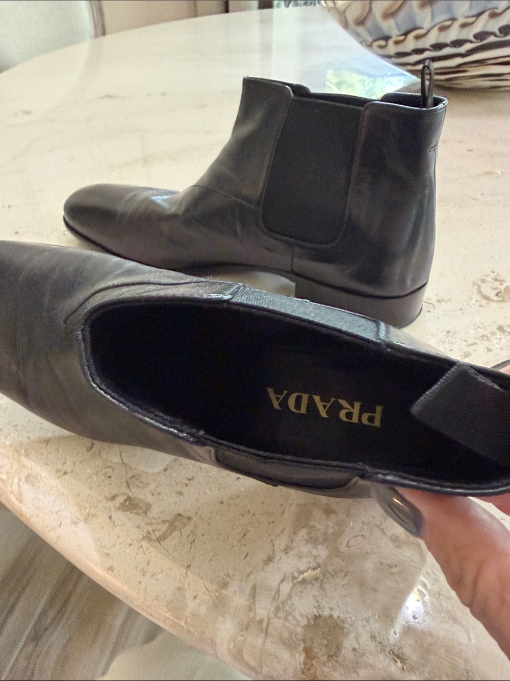 Prada woman's  Black Leather Chelsea Boots - Picture 4 of 5